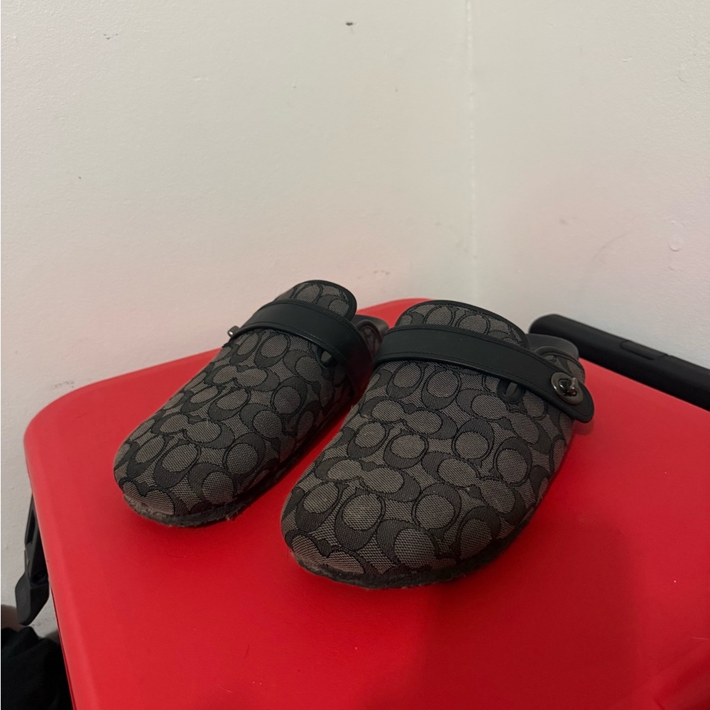 Coach Black and Gray Patterned Loafers